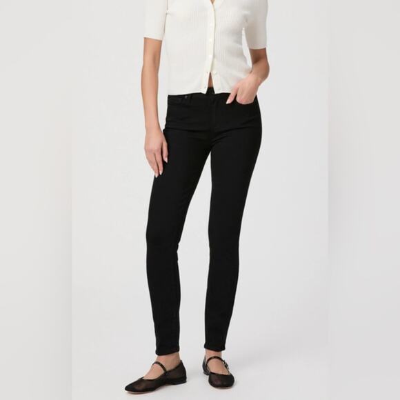 PAIGE Verdugo Ankle Skinny Jean mid rise cotton black wash stretchy size 28 or 6 - Picture 1 of 14